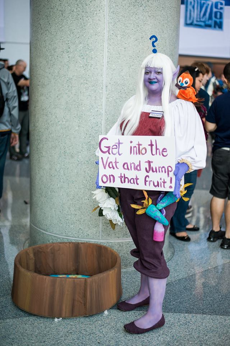 Perhaps the deepest cut in all cosplaydom—Margaux, a Nightborne Winemaker from a quest in World of Warcraft’s newest expansion, Legion.